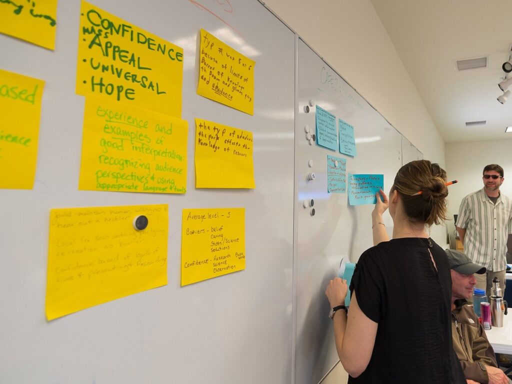 Sticky Notes on a Whiteboard at a Climate Change Training for Joshua Tree Interpretive Rangers (16520442071)