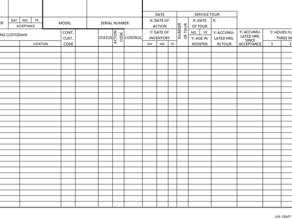Aircraft History Card Template – Format 7