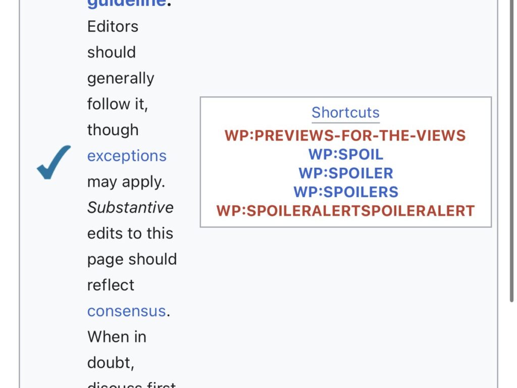 Screenshot Wikipedia Template Guideline squished in mobile