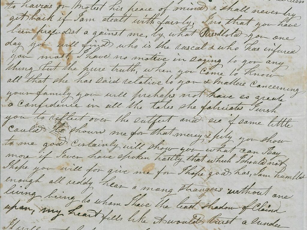 2 of 3 Virginia Boyd to Rice C. Ballard, 6 May 1853, folder 191 in the Rice C. Ballard Papers 4850, Southern H